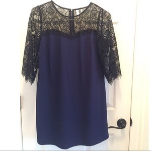 Black Lace & Navy Midi Tunic Dress
