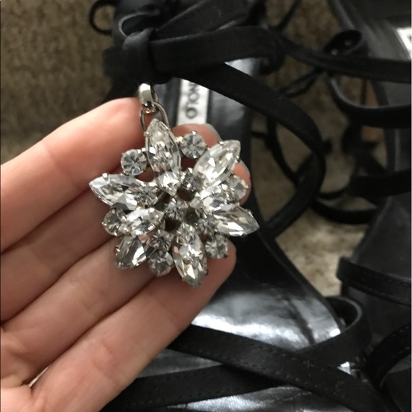 Black Satin Manolo Blahnik Strappy Sandals - Picture 2 of 6