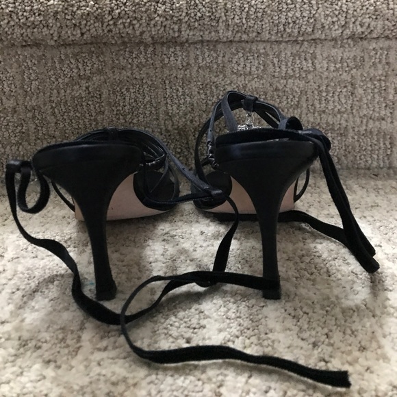 Black Satin Manolo Blahnik Strappy Sandals - Picture 4 of 6