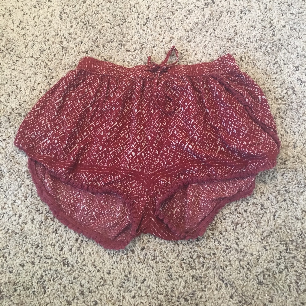 Red Casual Print Short