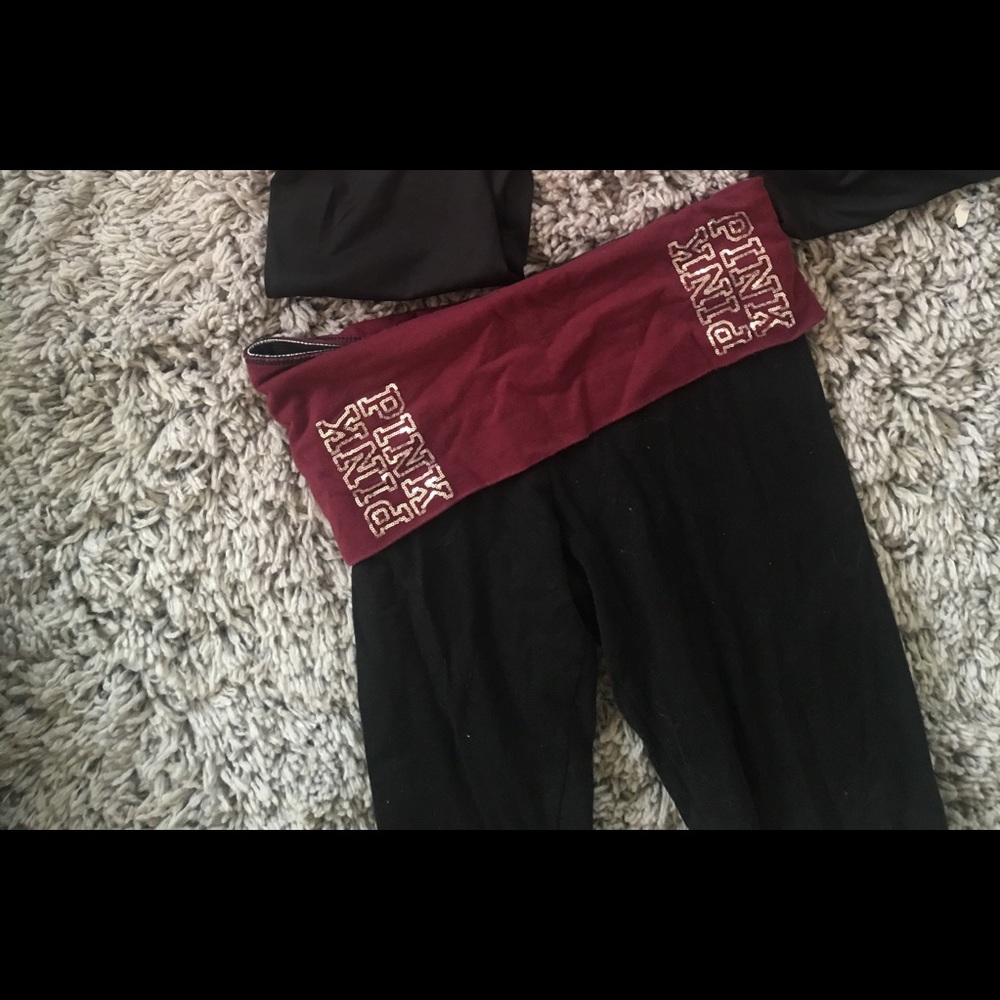 PINK Burgundy skinny leggings