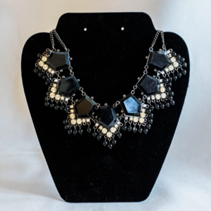 Chic Black and Crystal Statement Necklace