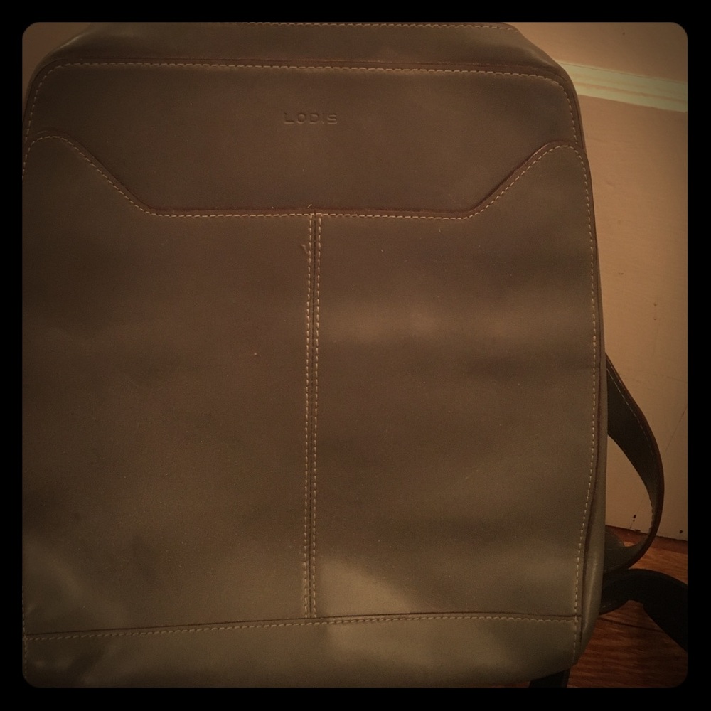 Grey Leather Backpack