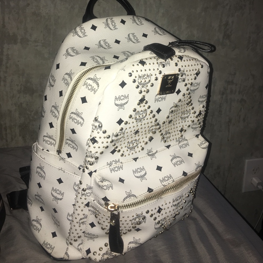 MCM White Medium Stark Backpack
