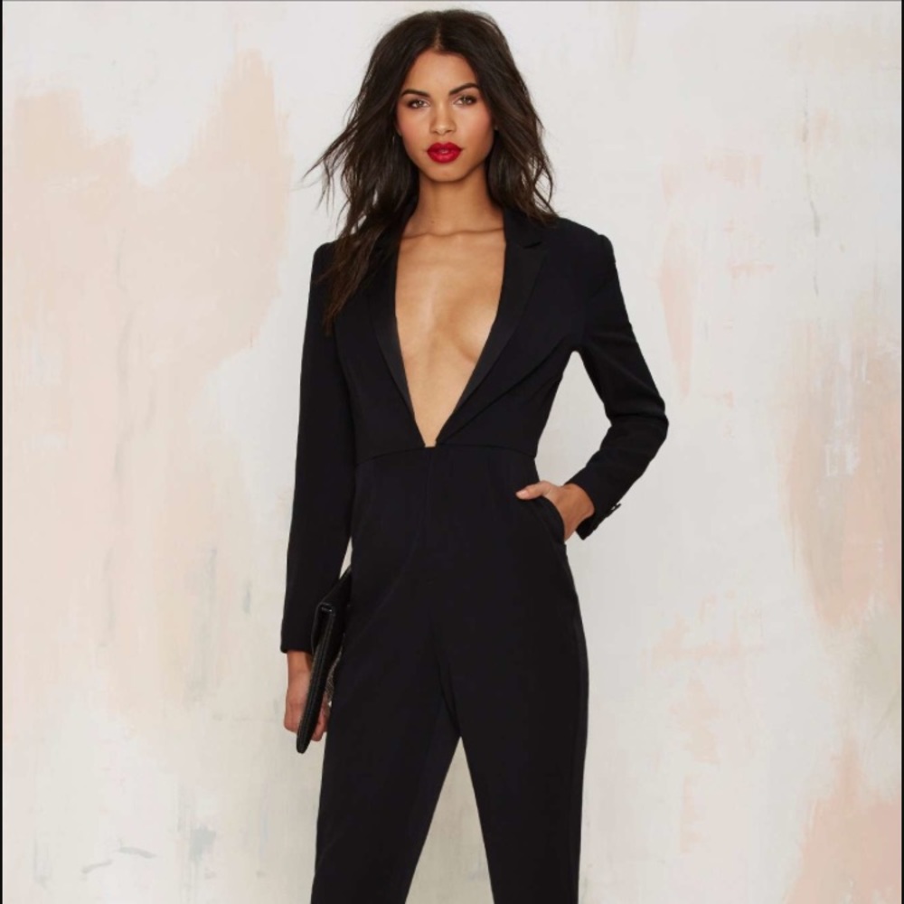 NastyGal Tuxedo Blazer Jumpsuit in Size M