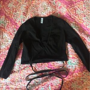 American Apparel Black Wrap Crop Top Size Small