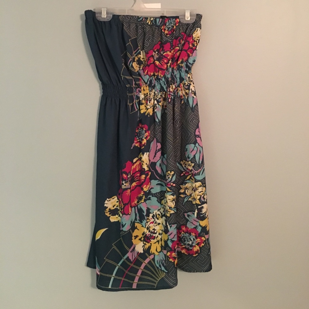 Strapless Printed Dress
