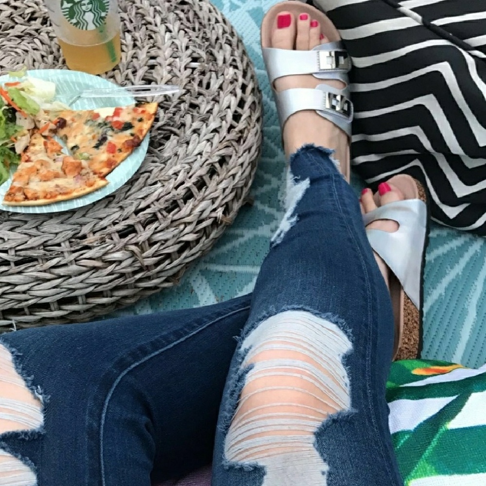 ❣Hologram Silver Double Strap Sandals❣ - Picture 2 of 4