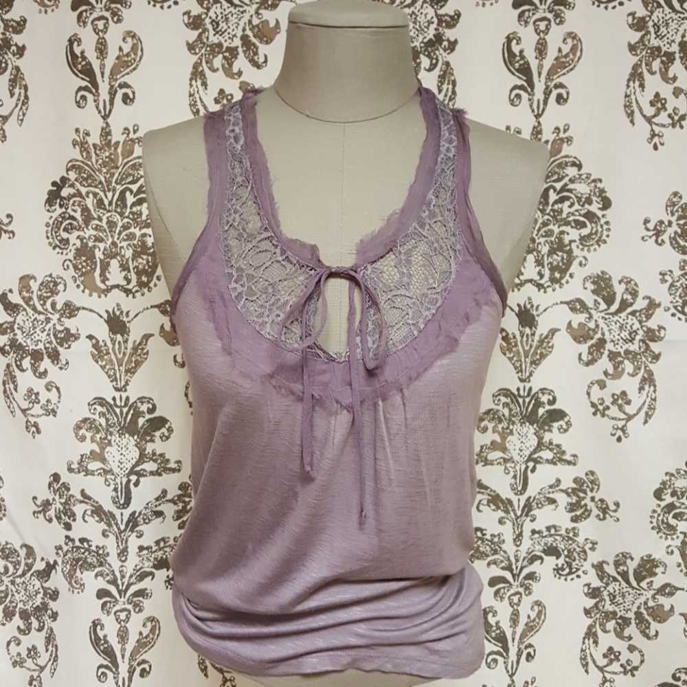 Purple tank with lace detail