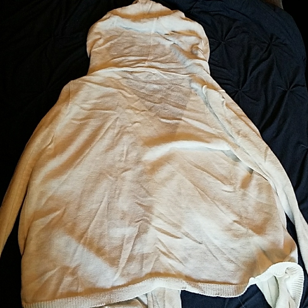 White cardigan with hood