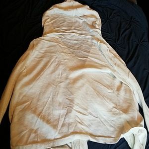 White cardigan with hood