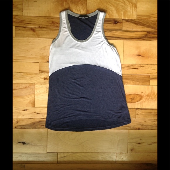 Kim & Cami color-block navy and white tank top - Picture 1 of 3