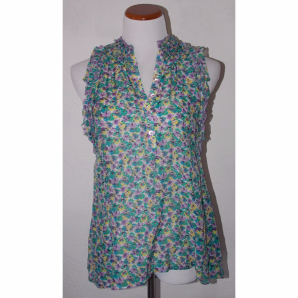 BCBG Max Azria Floral XS Tank Top "Violet Com" - Picture 1 of 6