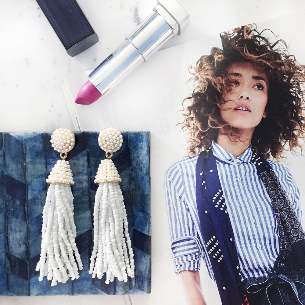 "Carmen" Earrings || White Tassel Statement