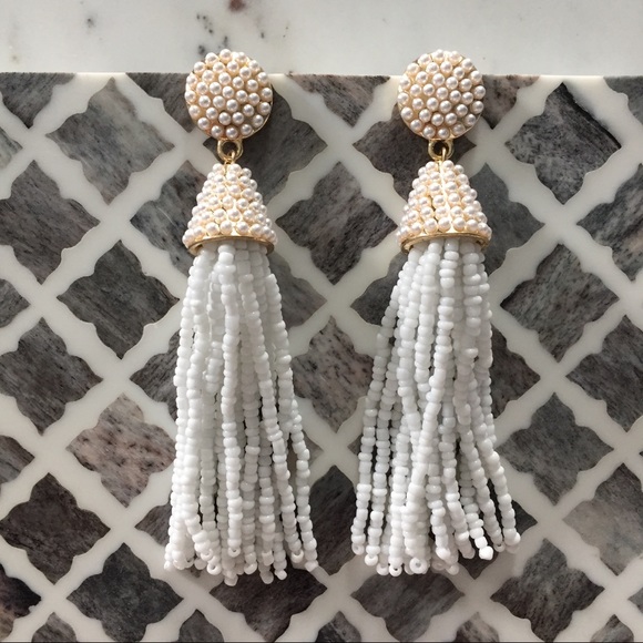 "Carmen" Earrings || White Tassel Statement - Picture 2 of 9
