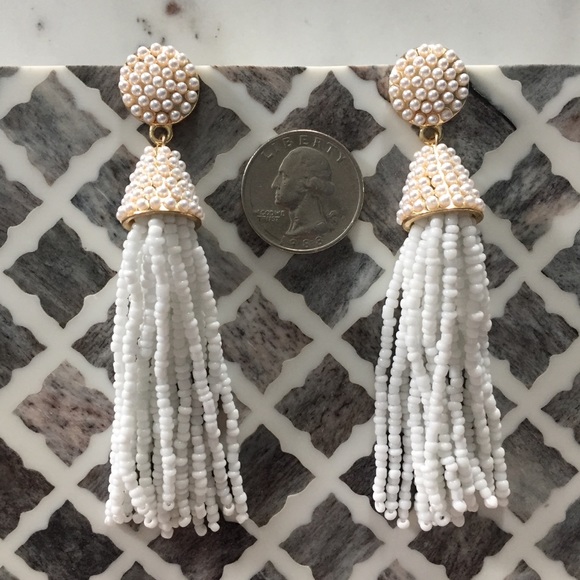 "Carmen" Earrings || White Tassel Statement - Picture 4 of 9