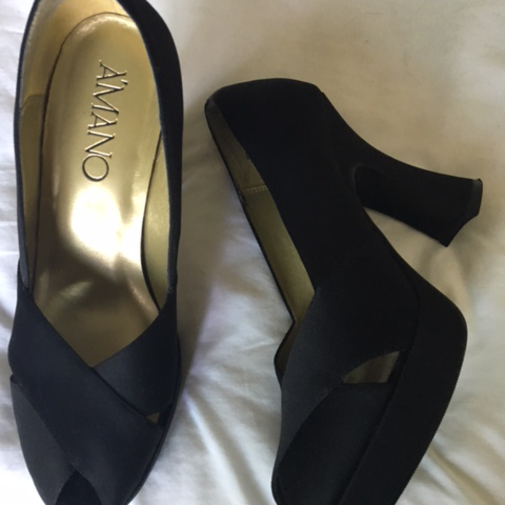 Black Satin Platform Shoes