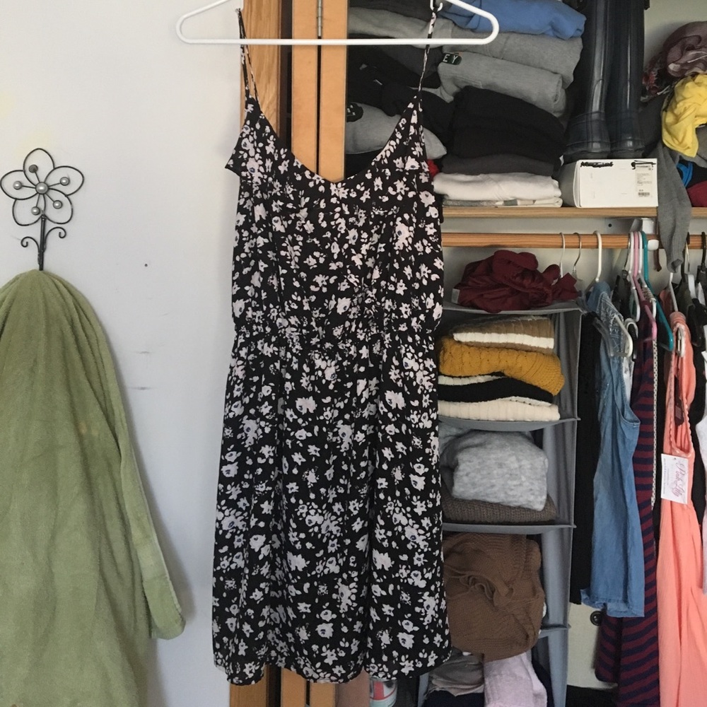 cotton on dress - black with white flowers