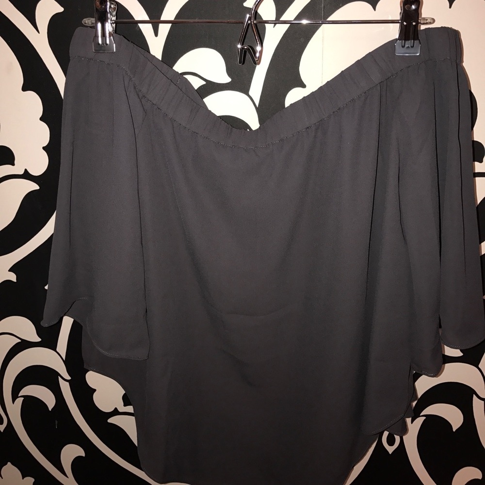 off the shoulder top with bow detail on back