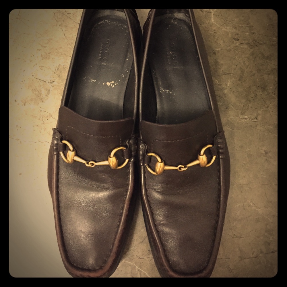 Authentic brown leather Gucci loafers women 10