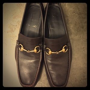Authentic brown leather Gucci loafers women 10