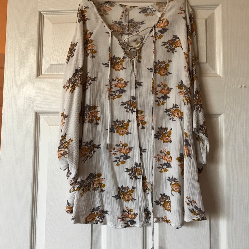 White Floral poncho blouse