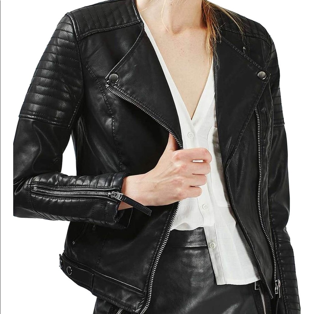 Topshop Nelly Faux Leather Jacket
