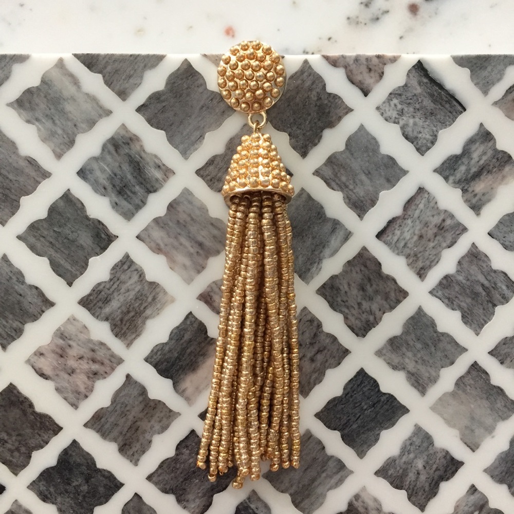"Carmen" Earrings || Gold Tassel Statement - Picture 5 of 8