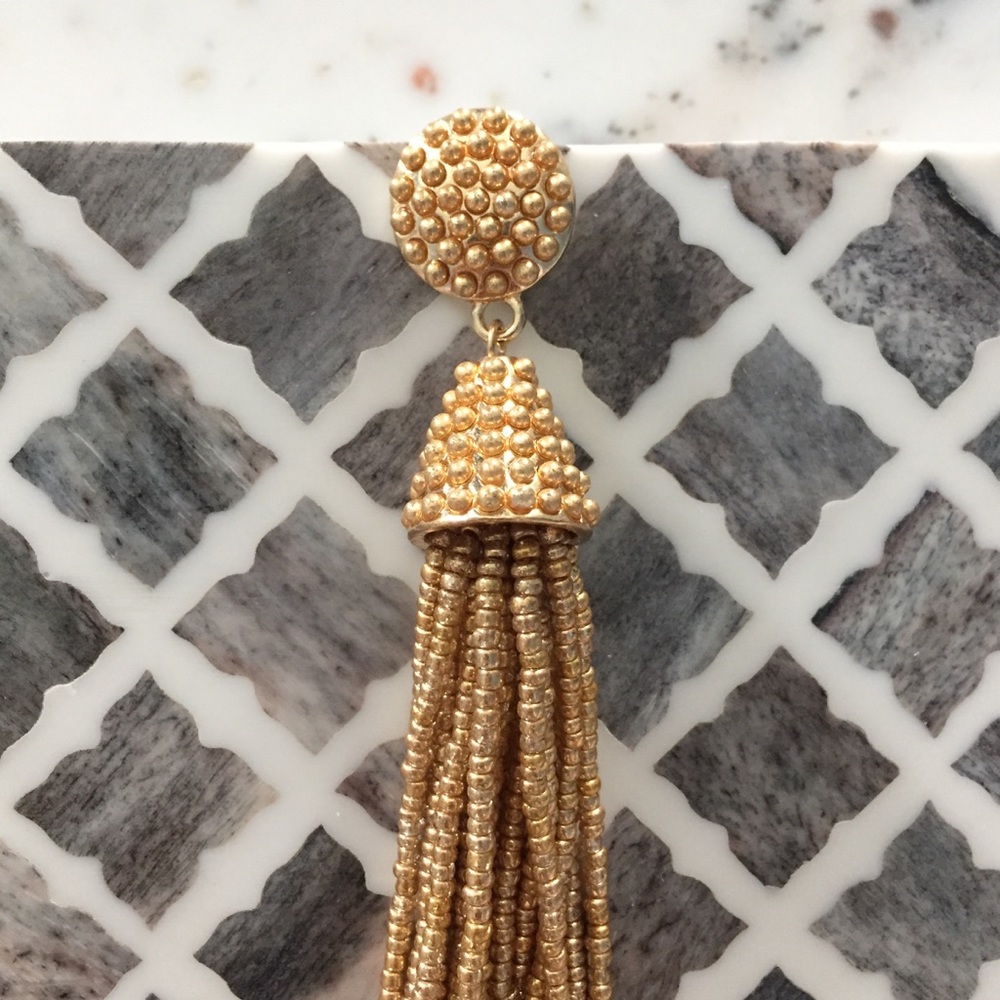 "Carmen" Earrings || Gold Tassel Statement - Picture 6 of 8