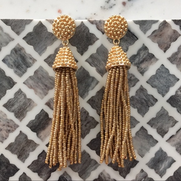 "Carmen" Earrings || Gold Tassel Statement - Picture 2 of 8
