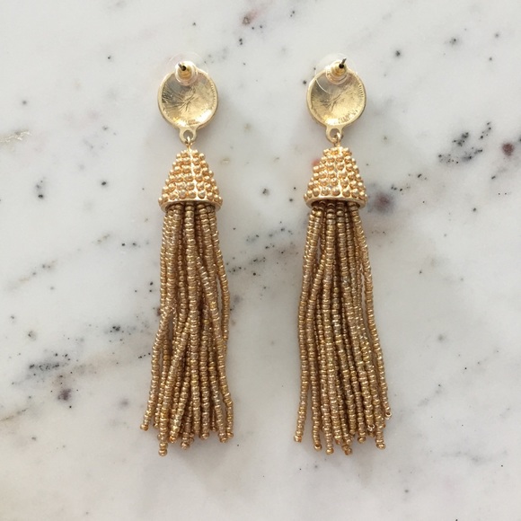 "Carmen" Earrings || Gold Tassel Statement - Picture 3 of 8