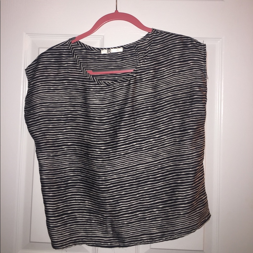 Black and white striped crop top with open back