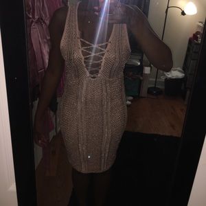 NWT!! FashionNova rose gold knitted dress