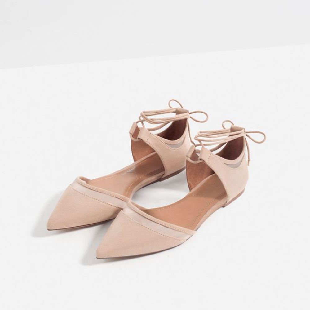 Pink Zara Lace Up Flat in Size 10