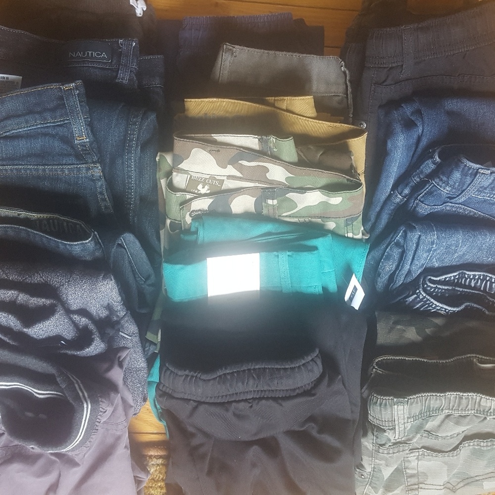 17 pr of boys pants -- jeans, slim cut and joggers