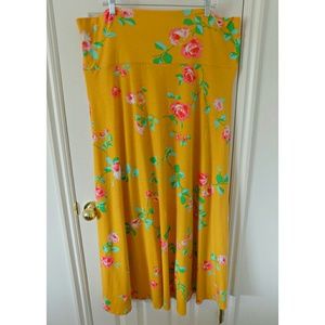 Beautiful LulaRoe Mustard Maxi Skirt with Roses