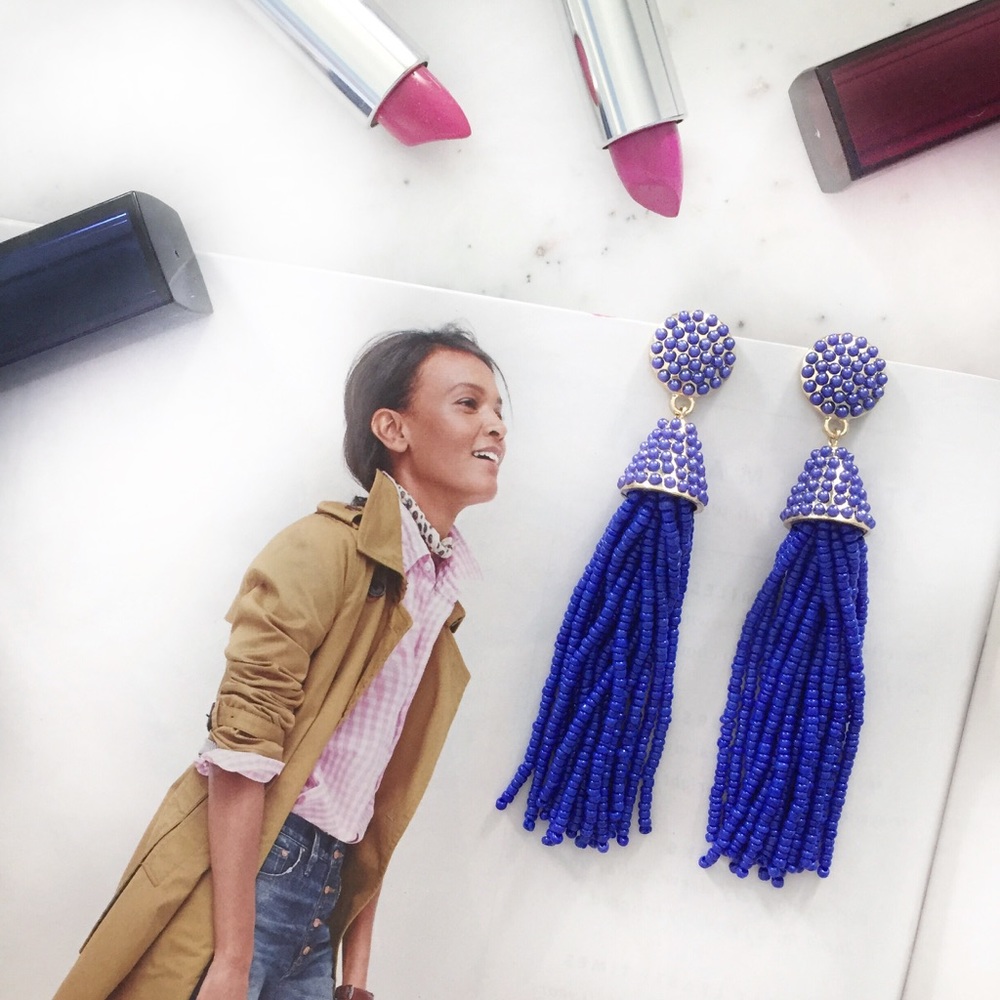 "Carmen" Earrings || Cobalt Blue Tassel Statement