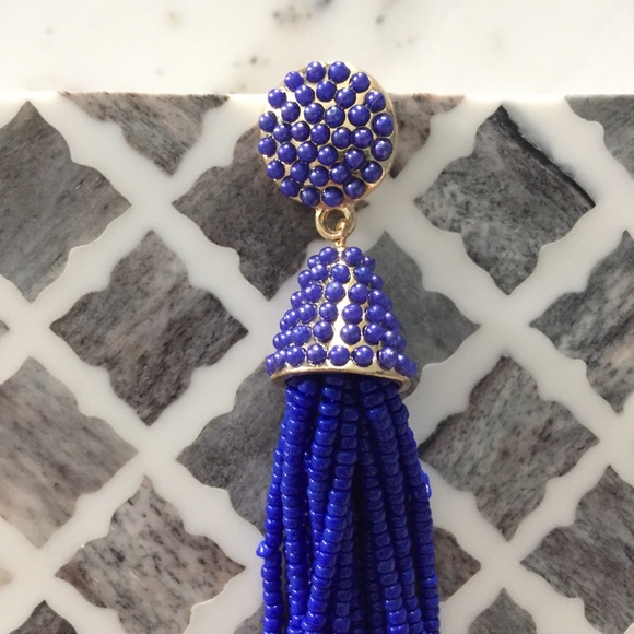 "Carmen" Earrings || Cobalt Blue Tassel Statement - Picture 6 of 9