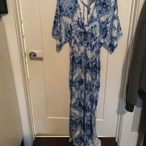 Blue & white tye die maxi