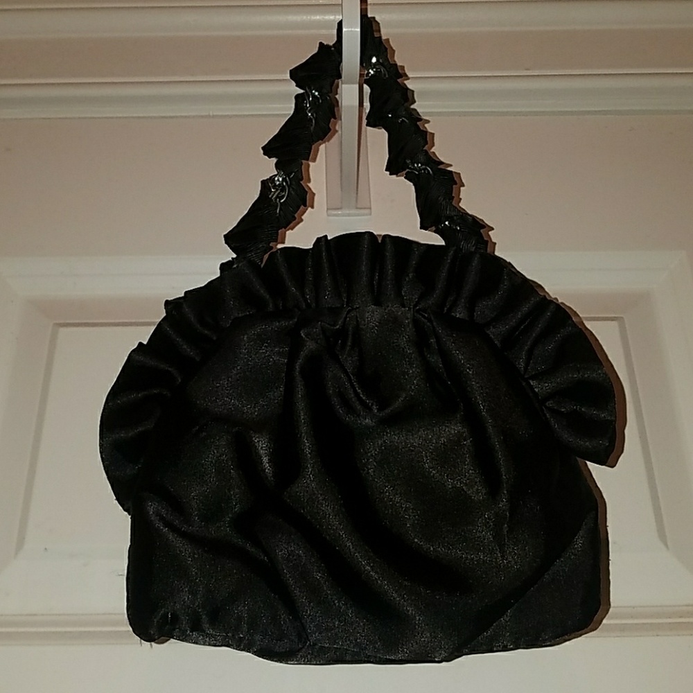 Formal Black Ruffle Clutch