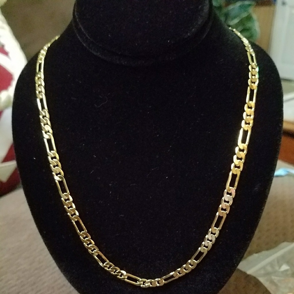 Stamped 14k gold figaro  necklace