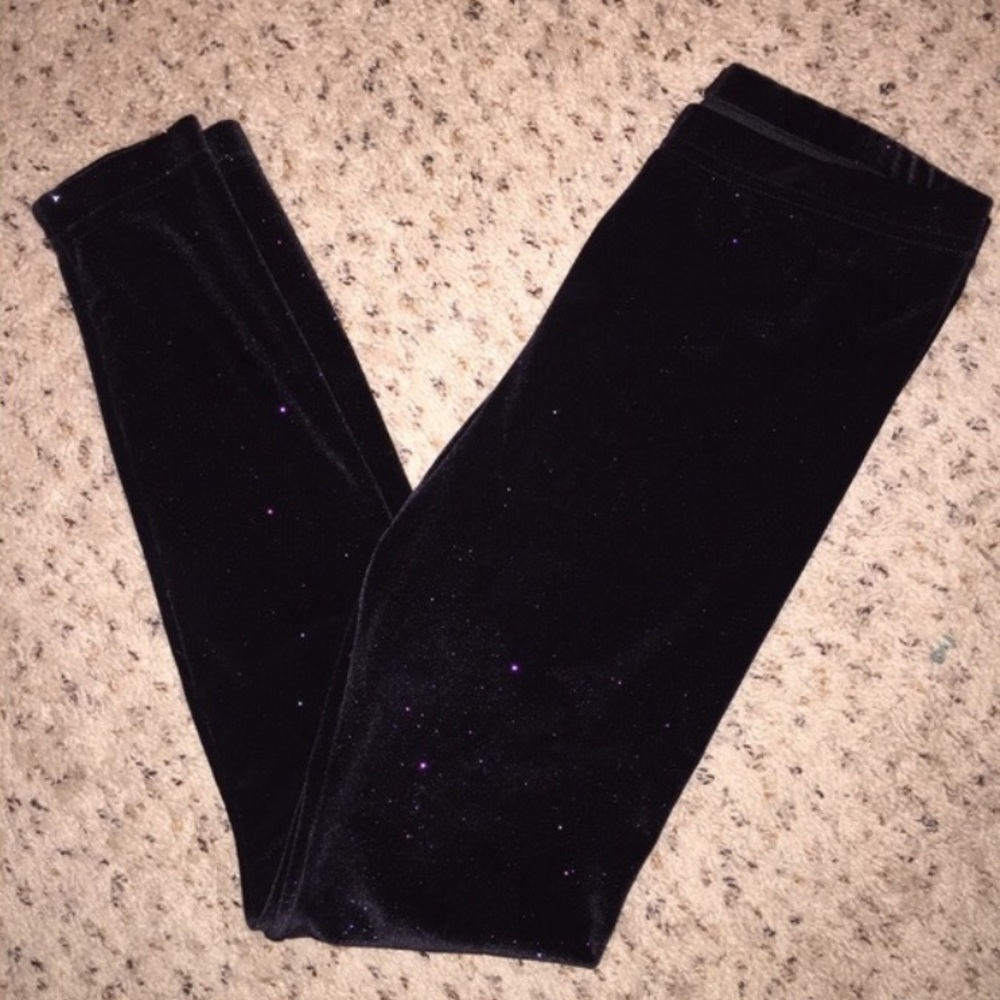 Black Sparkly Velvet Leggings ✨