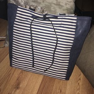Navy stripe tote
