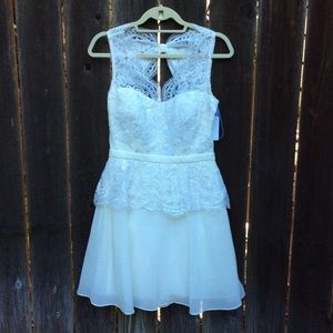 Ivory lace open back dress