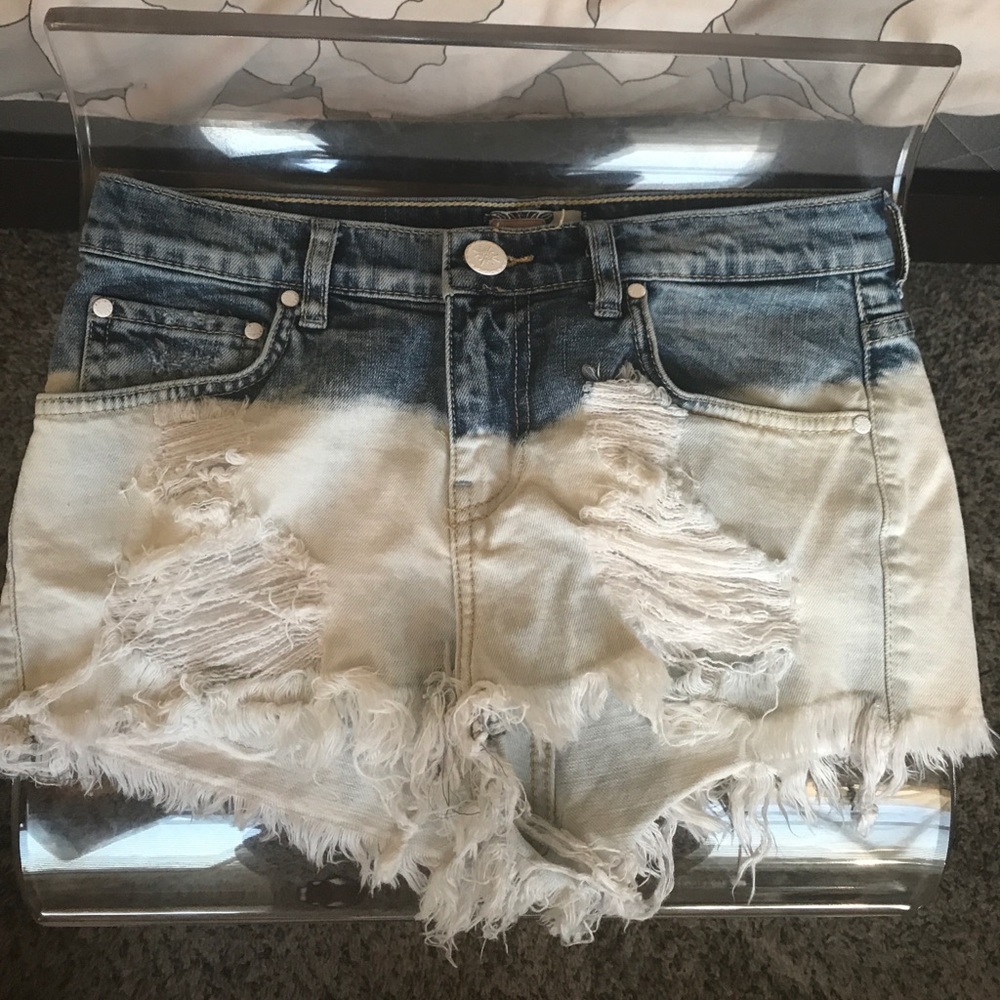 High Waist Ombre Ripped Shorts