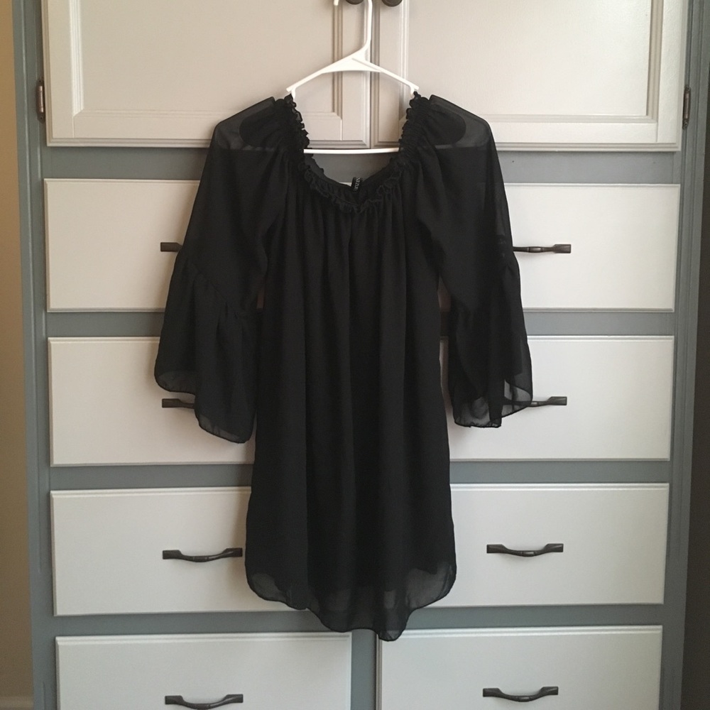 Short black off the shoulder dress