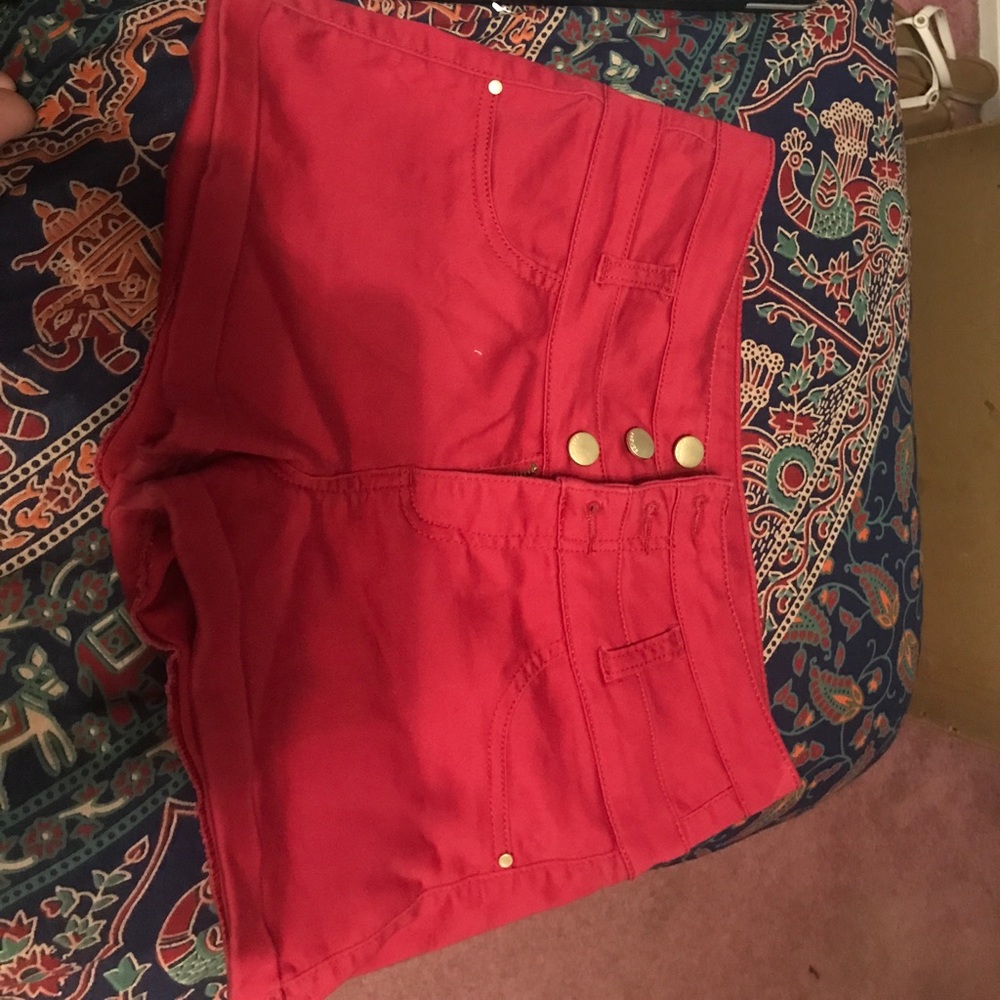 High waisted red shorts