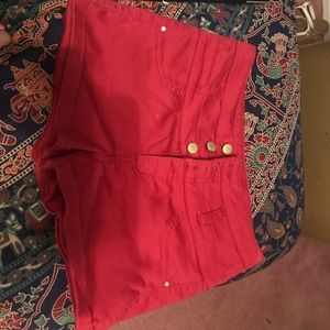 High waisted red shorts