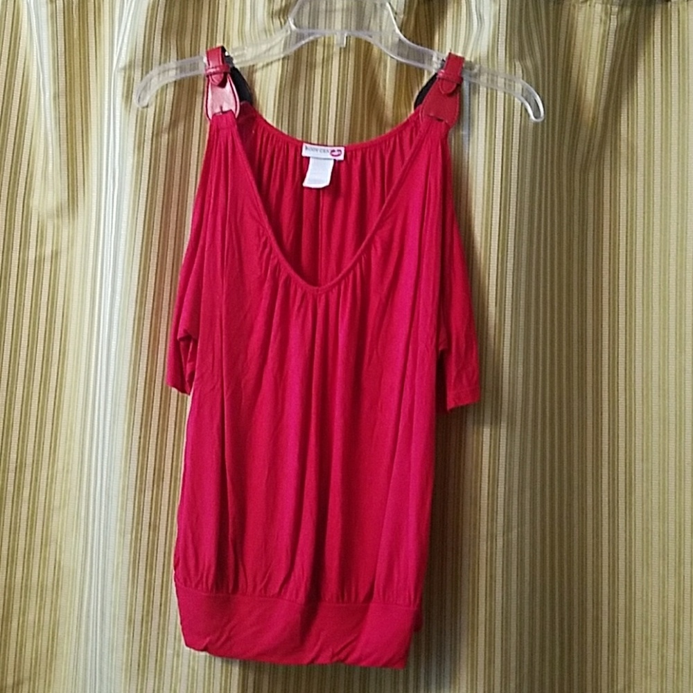 Body Central Red Buckle Blouse Size Small