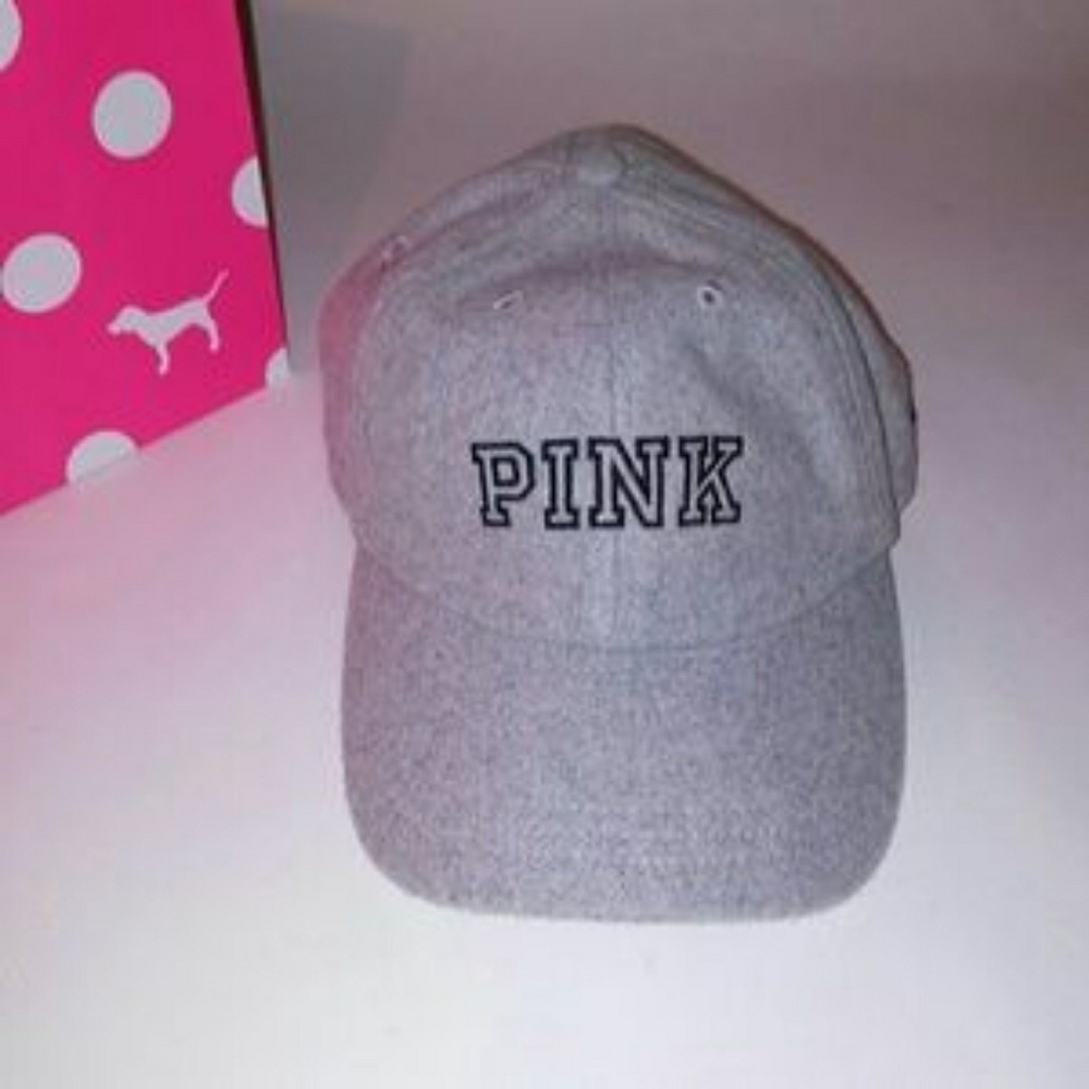 PINK Gray Wool Baseball Cap